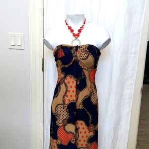 J Mode Jewelry Print Maxi Halter Dress